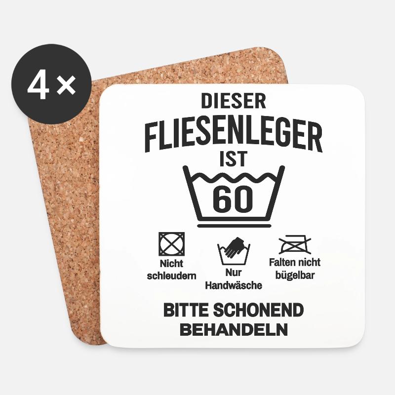 60. Geburtstag Fliesenleger Lustig 60 Jahre - Untersetzer (4er-Set) - Weiß