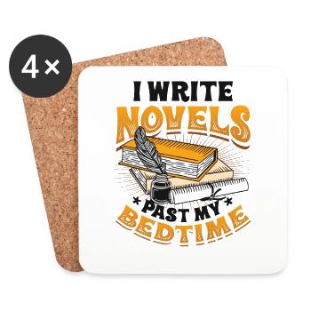 I write novels when I'm in bed Author - Coasters (set of 4) - white - Front