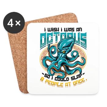 gifler 8 personnes à la fois pieuvre drôle de pieuvre - Dessous de verre (lot de 4) - blanc - Devant