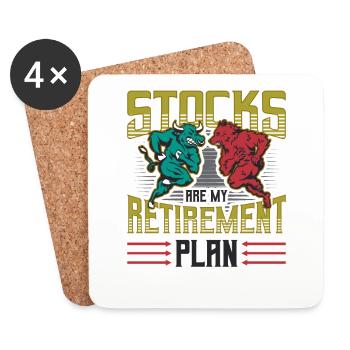 Les actions sont mon plan de retraite - Dessous de verre (lot de 4) - blanc - Devant