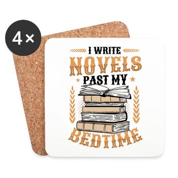 I write novels when I'm in bed Author - Coasters (set of 4) - white - Front