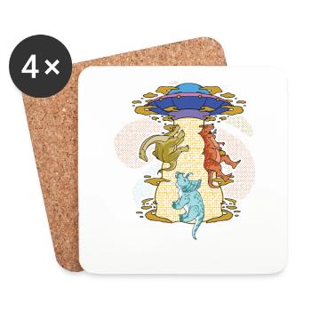 UFO Dinosaur, Alien Abduction - Coasters (set of 4) - white - Front