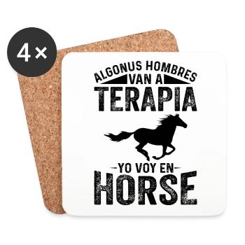 Algonus Men’s Therapy Je fais de l’équitation - Dessous de verre (lot de 4) - blanc - Devant