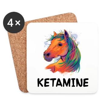 Ketamine Horse Riding Girl Who Loves Pony - Coasters (set of 4) - white - Front