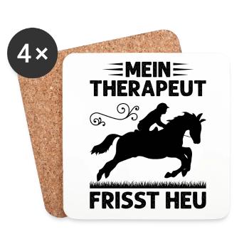 Mein Therapeut Frisst Heu Reitkultur - Untersetzer (4er-Set) - Weiß - Vorne