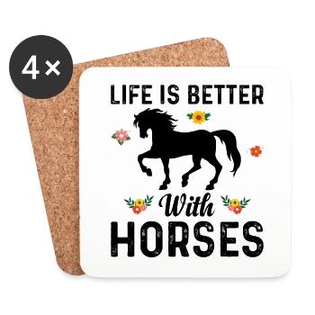 Life is better with horses Power Horse - Coasters (set of 4) - white - Front
