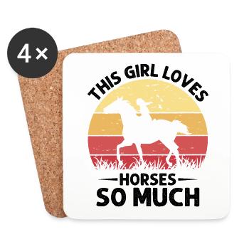 This girl loves horses so much Western culture - Coasters (set of 4) - white - Front