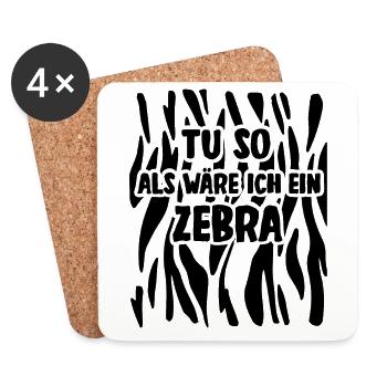 Zebra Kostüm Zebrastreifen Verkleidung - Untersetzer (4er-Set) - Weiß - Vorne