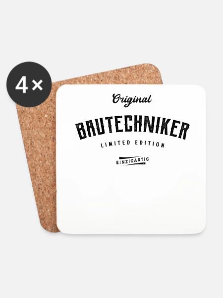 Bautechniker Limited Edition Bautechnik - Untersetzer (4er-Set) - Weiß