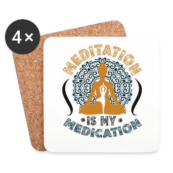 Meditation Ist Meine Medikation Kundalini Yoga - Untersetzer (4er-Set) - Weiß - Vorne