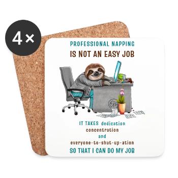 Funny Sloth in the Office Cool Saying - Coasters (set of 4) - white - Front