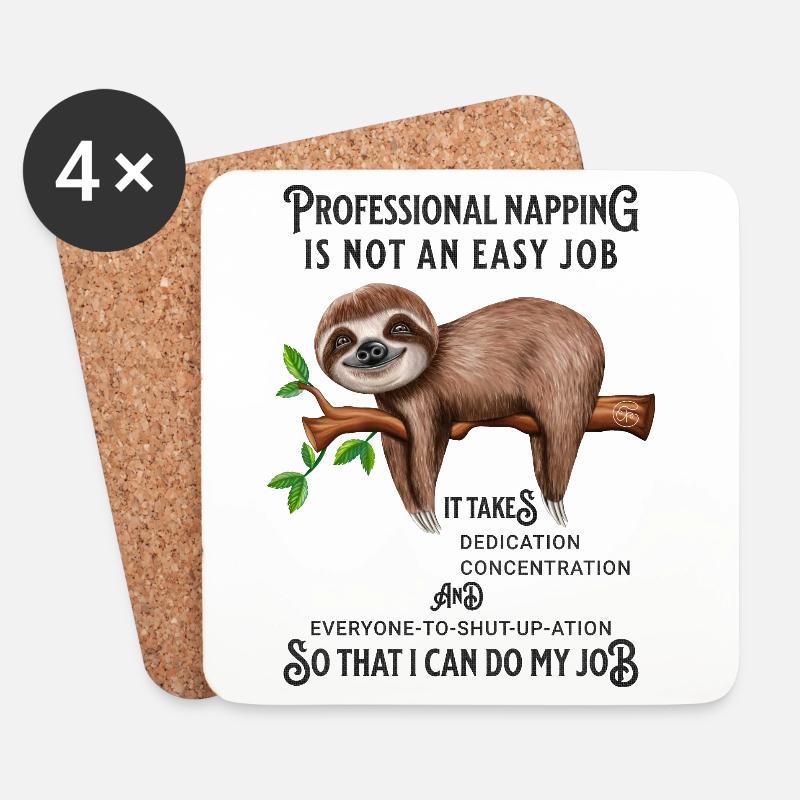 Funny Sloth Sleepyhead Office Life - Coasters (set of 4) - white