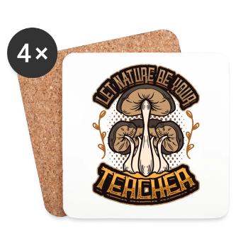 Let nature be your teacher, mushroom - Coasters (set of 4) - white - Front