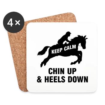 Restez calme Chin up Chevaux Équitation Événement sportif - Dessous de verre (lot de 4) - blanc - Devant