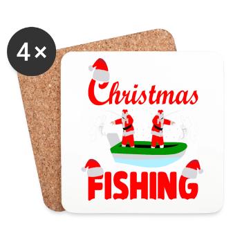 Pêche de Noël - Dessous de verre (lot de 4) - blanc - Devant