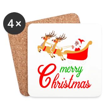 Merry Christmas - Coasters (set of 4) - white - Front