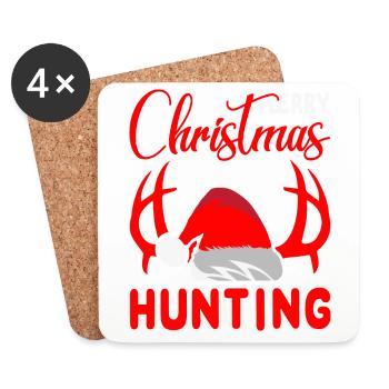 Merry Christmas Hunting Outfit - Coasters (set of 4) - white - Front