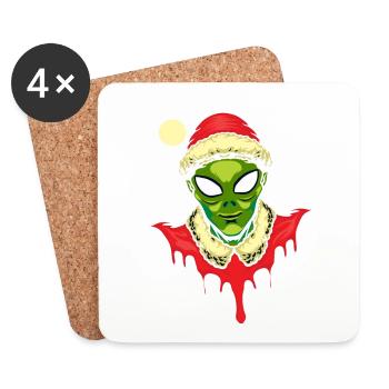 Alien Santa Outfit - Coasters (set of 4) - white - Front