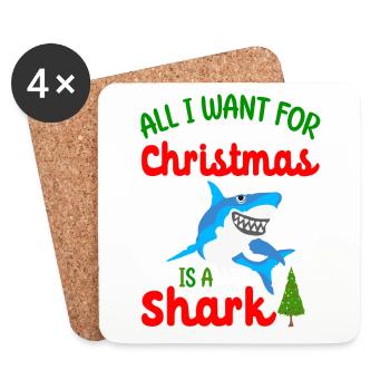 Tout ce que je veux pour Noël, c’est un requin - Dessous de verre (lot de 4) - blanc - Devant