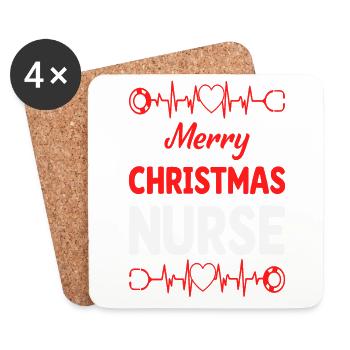 Nurse Christmas - Untersetzer (4er-Set) - Weiß - Vorne