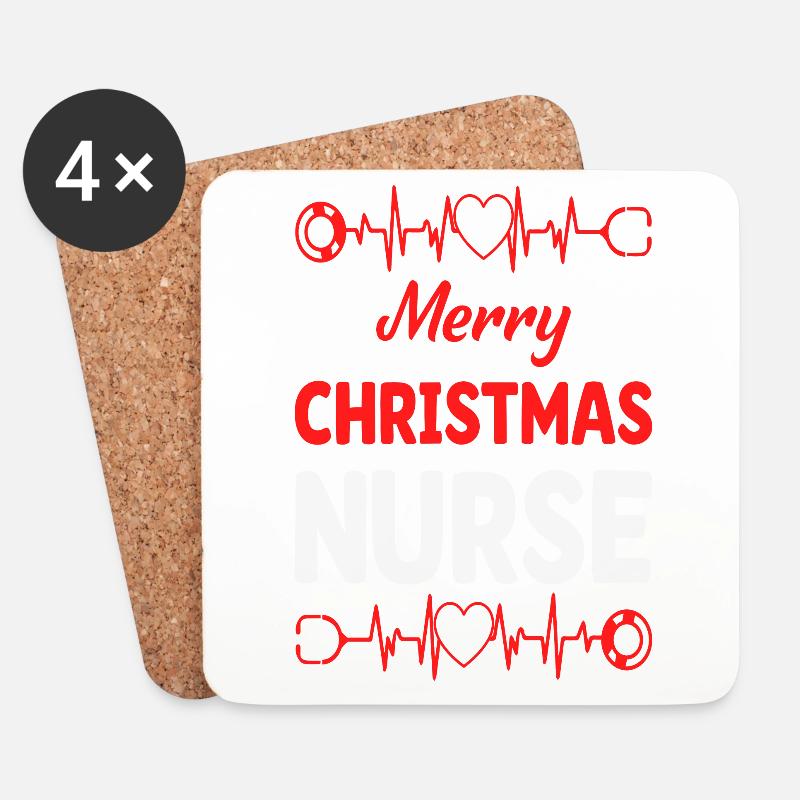 Nurse Christmas - Untersetzer (4er-Set) - Weiß