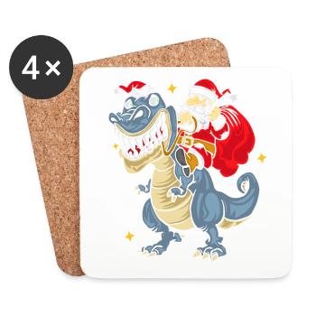 t Rex Santa Outfit - Coasters (set of 4) - white - Front