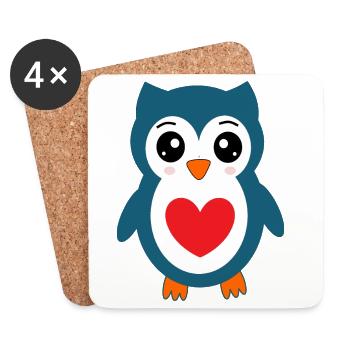 Owl Blue Owl - Coasters (set of 4) - white - Front