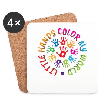 Les petites mains colorent mon enseignante de maternelle mondiale - Dessous de verre (lot de 4) - blanc - Devant