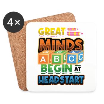 Great minds start with a head start, Abcd Teacher - Coasters (set of 4) - white - Front