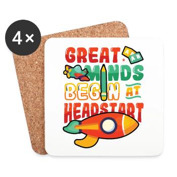 Great minds start with a head start, Abcd Teacher - Coasters (set of 4) - white - Front