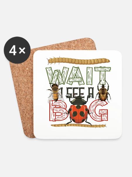 Warte, Ich Sehe Ein Insekt - Untersetzer (4er-Set) - Weiß