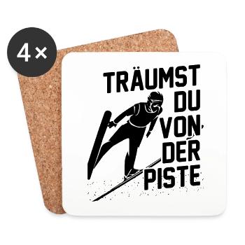 Träumst Du Von Der Piste Skispringen Ski Abfahrt - Untersetzer (4er-Set) - Weiß - Vorne