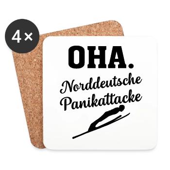 Oha Norddeutsche Panikattacke Wintersport - Untersetzer (4er-Set) - Weiß - Vorne
