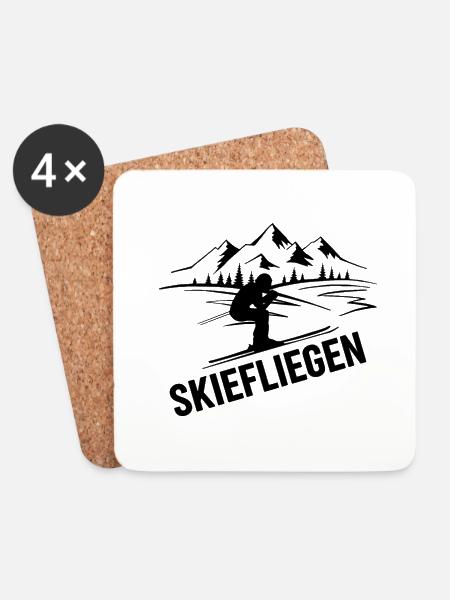 Skiefliegen Wintersport Skispringen - Untersetzer (4er-Set) - Weiß