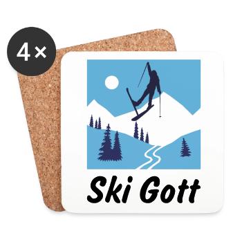 Ski Gott Wintersport Skispringer Sport - Untersetzer (4er-Set) - Weiß - Vorne