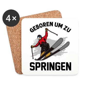 Geboren Um Zu Springen Wintersport Skispringen - Untersetzer (4er-Set) - Weiß - Vorne