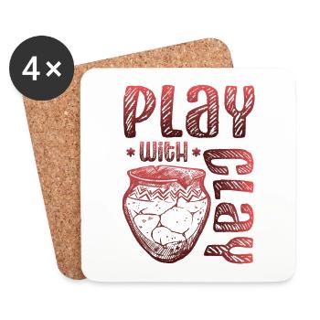 Jouer avec la poterie d’argile - Dessous de verre (lot de 4) - blanc - Devant