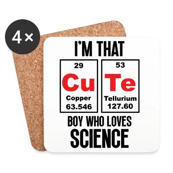 I'm That Cute Boy Who Loves Science - Coasters (set of 4) - white - Front