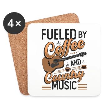 Propulsé par le café et la musique country - Dessous de verre (lot de 4) - blanc - Devant