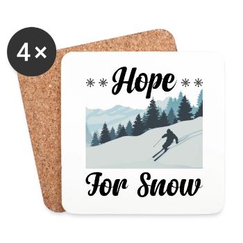 Espoir de s’amuser à skier dans la neige - Dessous de verre (lot de 4) - blanc - Devant