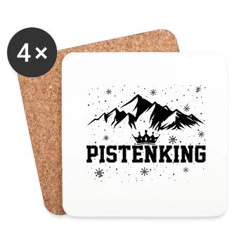 Pistenking Skiing Champ Snow Crown Schwarz - Untersetzer (4er-Set) - Weiß - Vorne