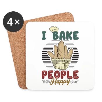 Je fais cuire des gens heureux amateurs de pâtisserie - Dessous de verre (lot de 4) - blanc - Devant