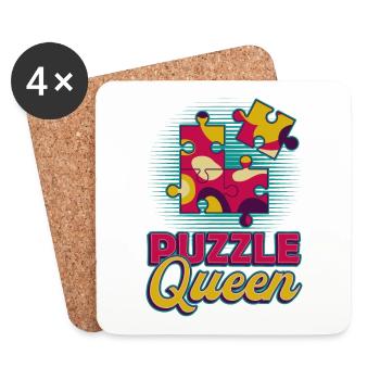 Puzzle Queen, Puzzlespiel - Untersetzer (4er-Set) - Weiß - Vorne