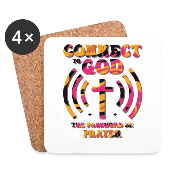 Connected to God, password, prayer. - Coasters (set of 4) - white - Front