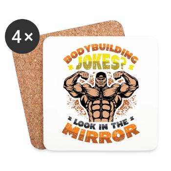 Blagues sur la musculation en se regardant dans le miroir - Dessous de verre (lot de 4) - blanc - Devant