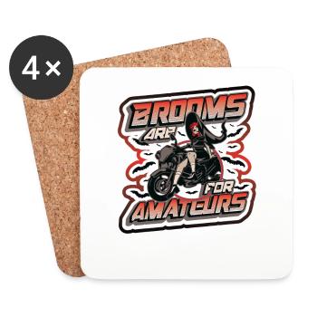 Brooms are for amateurs Halloween witch motorcycle - Coasters (set of 4) - white - Front