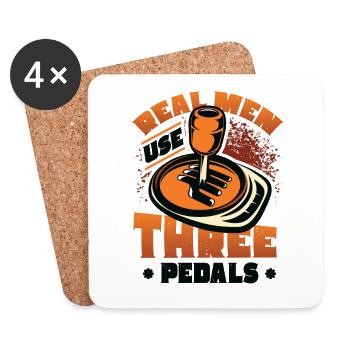 Real men use three pedals auto shifting - Coasters (set of 4) - white - Front