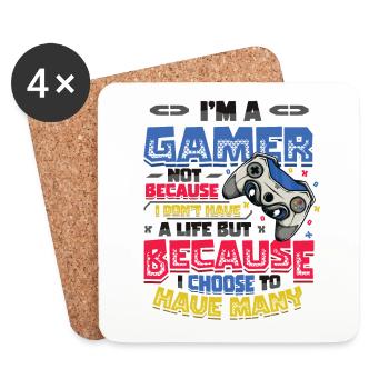 Les joueurs ont beaucoup de vies Jeux vidéo auxquels jouent les garçons - Dessous de verre (lot de 4) - blanc - Devant