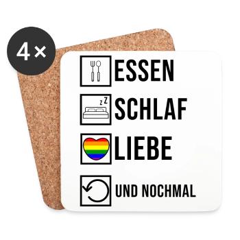 Regenbogenfahne Herz Statement Liebe Lgbt Schwul - Untersetzer (4er-Set) - Weiß - Vorne