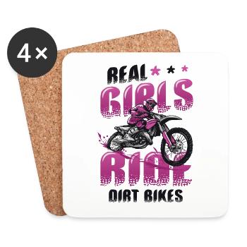 Les vraies filles conduisent des motos hors route, motocross féminin - Dessous de verre (lot de 4) - blanc - Devant